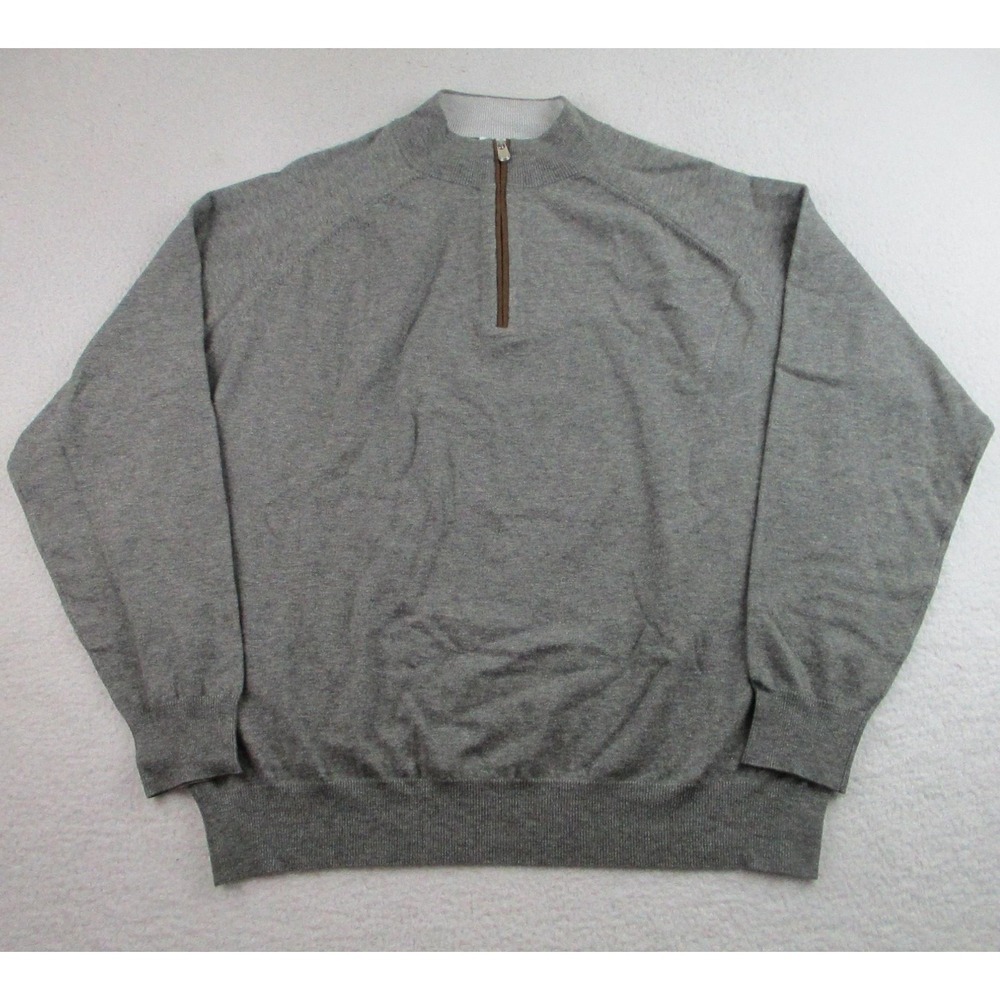 Peter Millar Sweater Mens 2XL Gray Half Zip Pullover Merino Wool Blend Casual‎